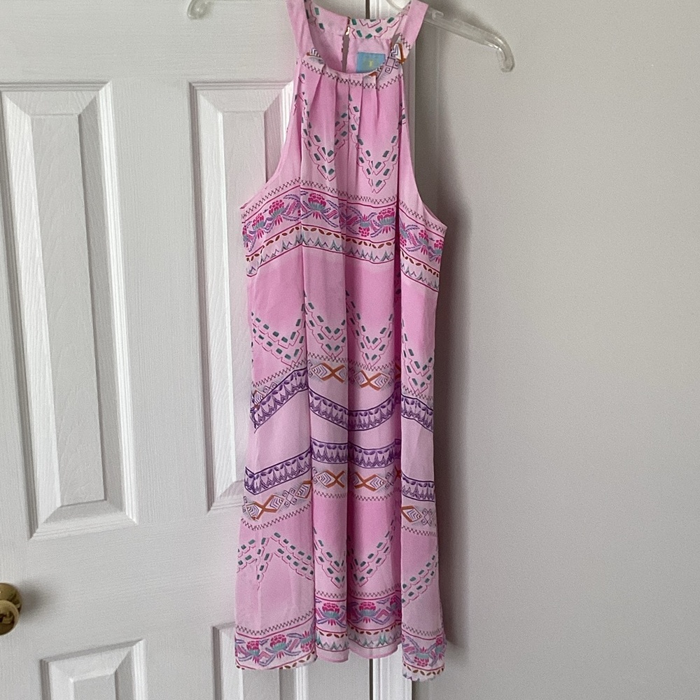 Pink Printed Halter Dress